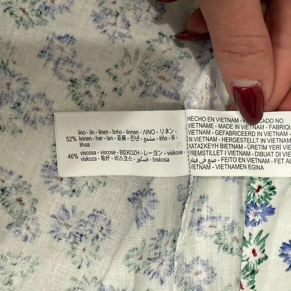 Zara White Blue Green Floral Cross Strap Front Slit Midi Dress size XS NEW Tags - Picture 9 of 13